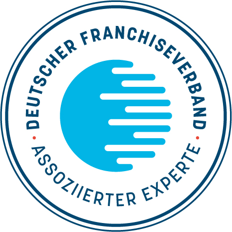 Logo des Deutschen Franchise Verband mit dem Zusatz: Assoziierter Experte